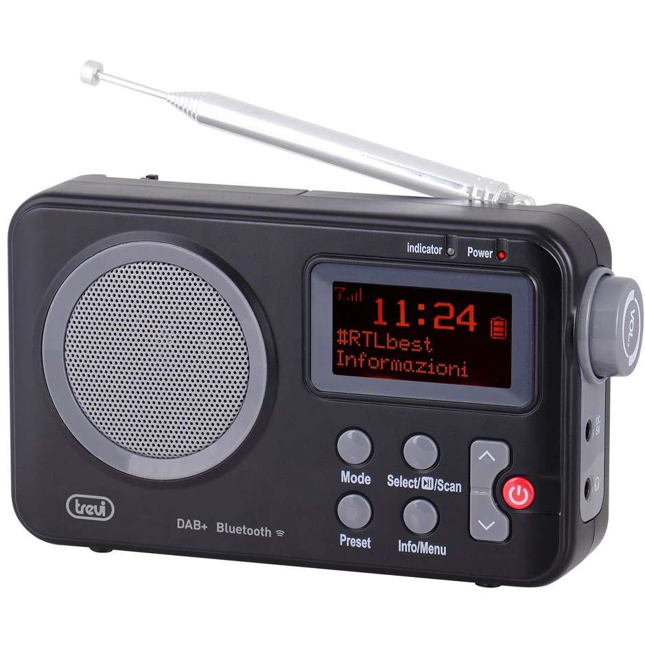 Trevi DAB7F80R Radio Portatile DAB+ FM RDS Colore Nero, Grigio