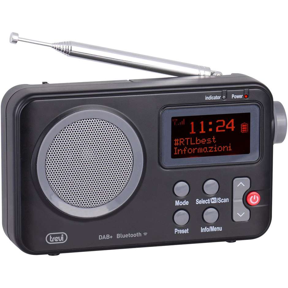 Trevi DAB7F80R Radio Portatile DAB+ FM RDS Colore Nero, Grigio