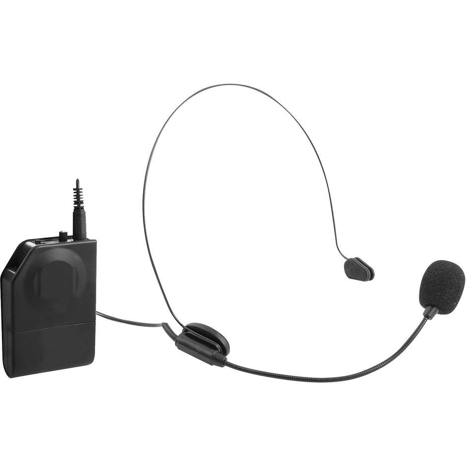 Trevi EM 408 UHF (EM408UHF) Set Microfono Wireless a Clip Lavallier UHF con Ricevitore Ricaricabile Nero