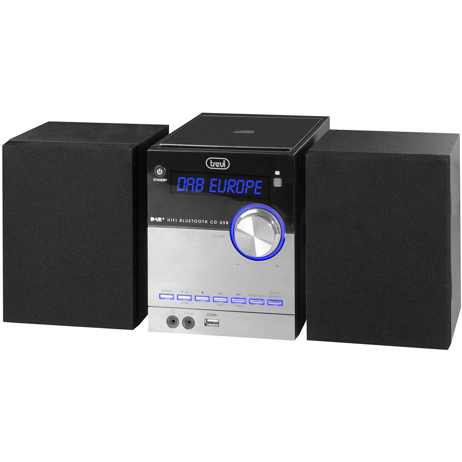 Trevi HCX 10D8 DAB Sistema stereo Hi-Fi Radio DAB/DAB+ ingresso USB/AUX-IN colore Nero