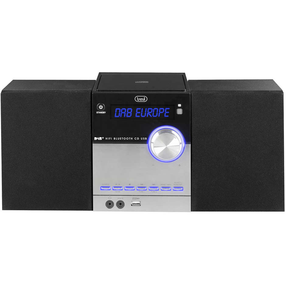 TREVI HCX10D8DAB Micro Sistema Stereo Hi-Fi con Radio DAB+ e CD Player Potenza 30 W Colore Nero