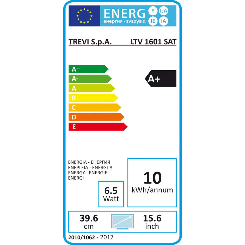 Trevi LTV 1601 SAT Tv LED 16" HD Ready DVB-T2 HEVC 1 HDMI 1 USB classe A+ colore nero