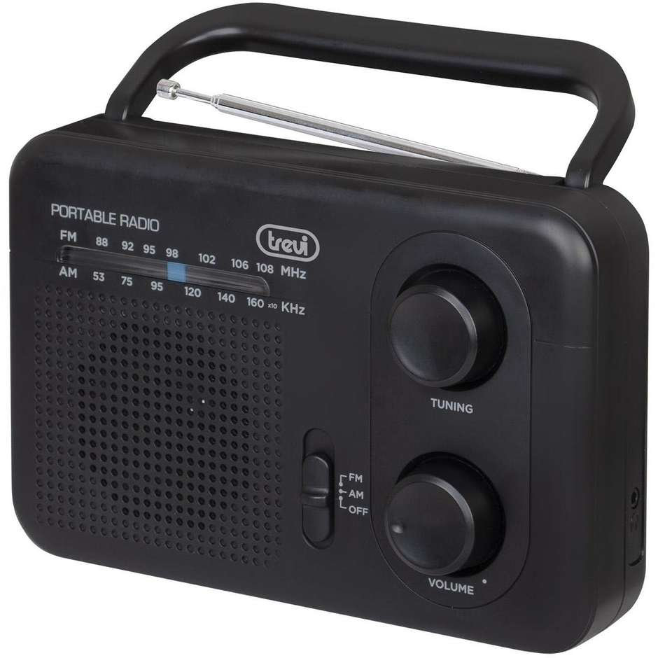 Trevi RA7F64BLAC Radio Portatile Analogica AM/FM con Maniglia e Display Nero