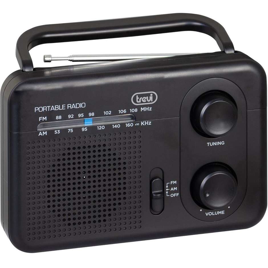 Trevi RA7F64BLAC Radio Portatile Analogica AM/FM con Maniglia e Display Nero