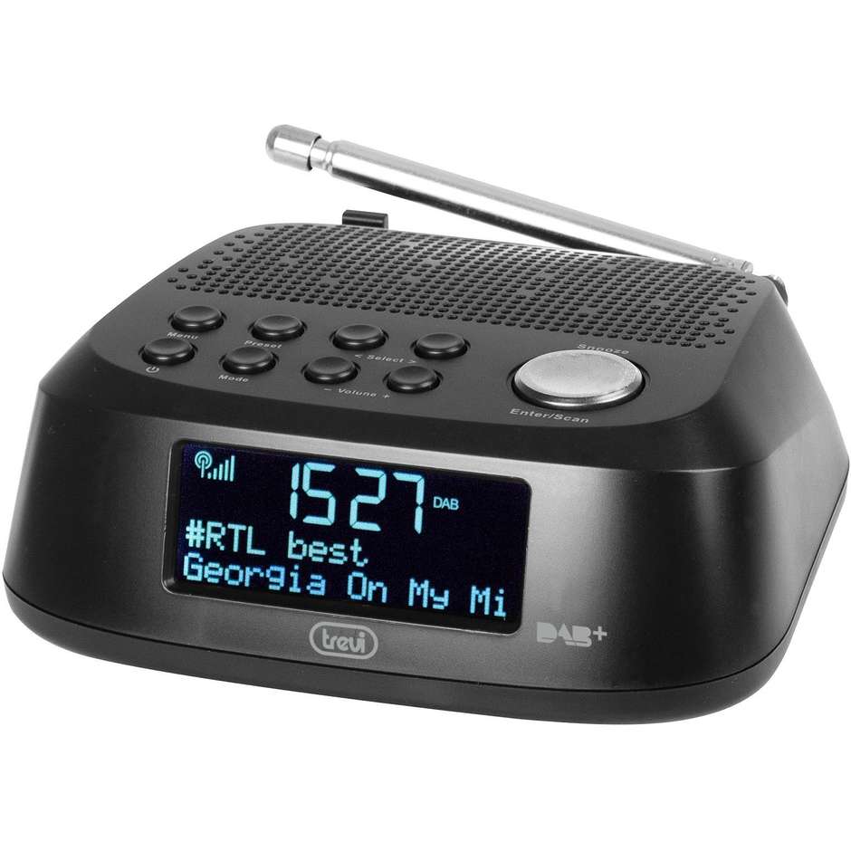 TREVI RC80D4 BK Radiosveglia Digitale con Display LED a Doppia Sveglia e Radio FM Colore Nero
