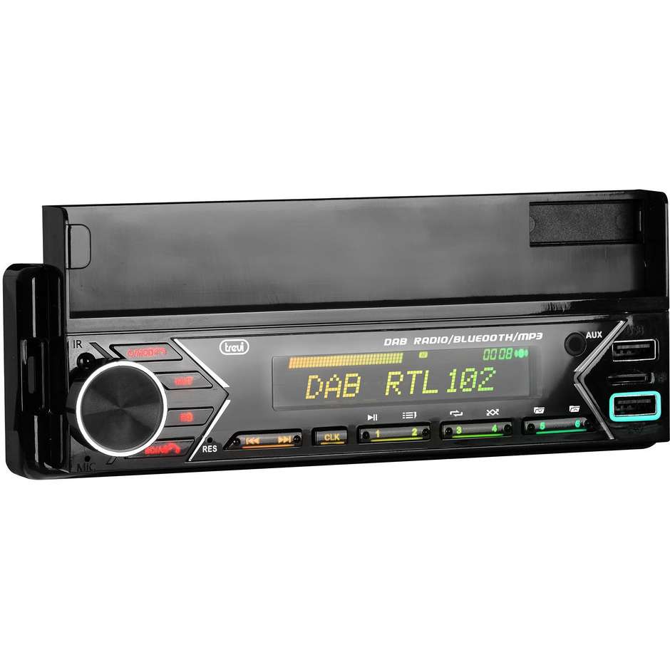 Trevi SCD5753DAB Autoradio 1 DIN DAB+ FM 160W Display 7 pollici Bluetooth 5.0 USB microSD Nero