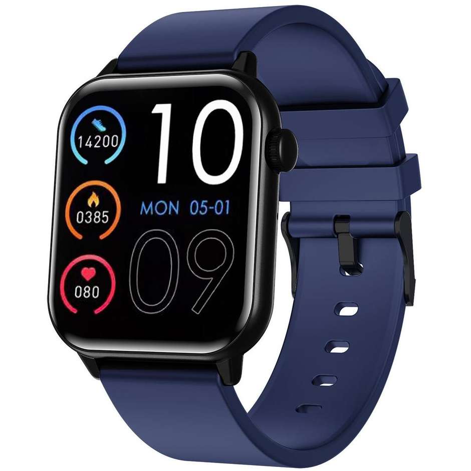 Trevi T-FIT 201 Smartwatch 1.85" Bluetooth Chiamate Vivavoce Colore Nero con Cinturino Blu
