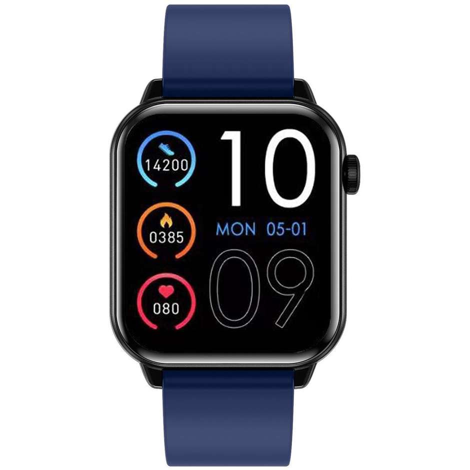 Trevi T-FIT 201 Smartwatch 1.85" Bluetooth Chiamate Vivavoce Colore Nero con Cinturino Blu
