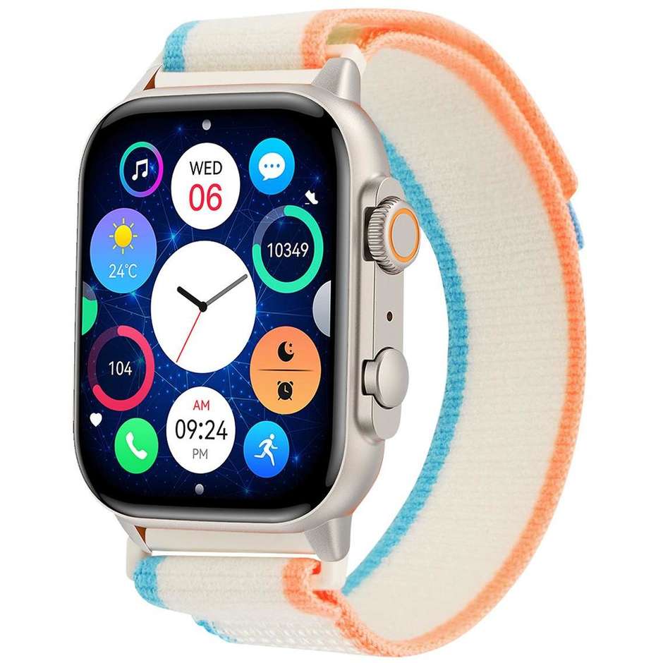 Trevi T-FIT 430 Smartwatch 1.95" Bluetooth Chiamate Vivavoce Colore Grigio cinturino Blu/Arancione/Bianco