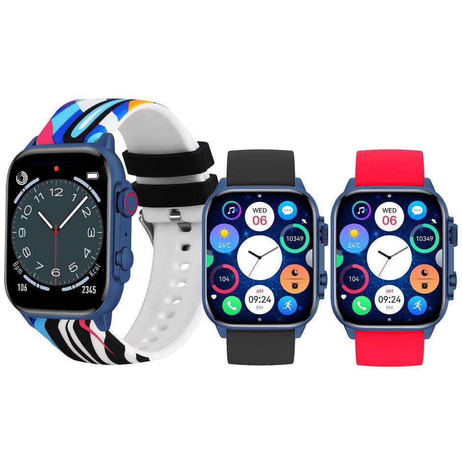 Trevi T-FIT 458 A Smartwatch 1.95" AMOLED Bluetooth Chiamate Vivavoce Colore Blu cinturino Multi