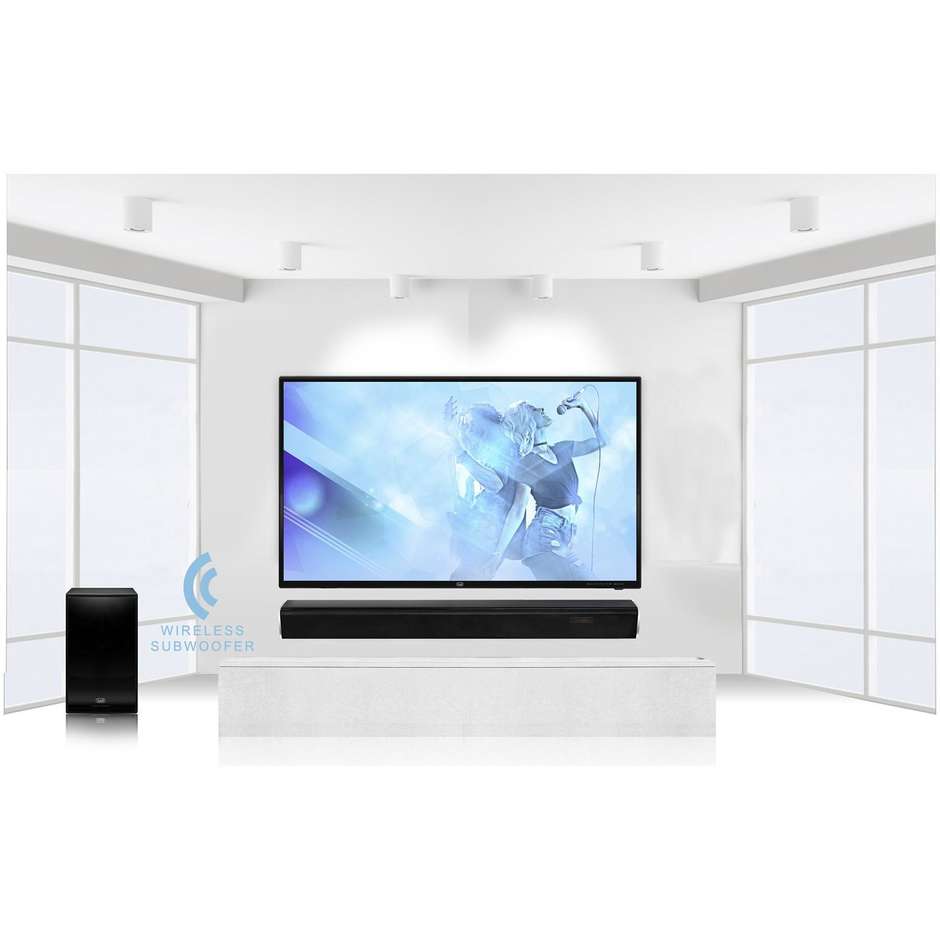 TREVI TRE SB-8370 NERO Soundbar TV Stereo 2.1 con Subwoofer Wireless Separato Potenza 80 W Colore Nero