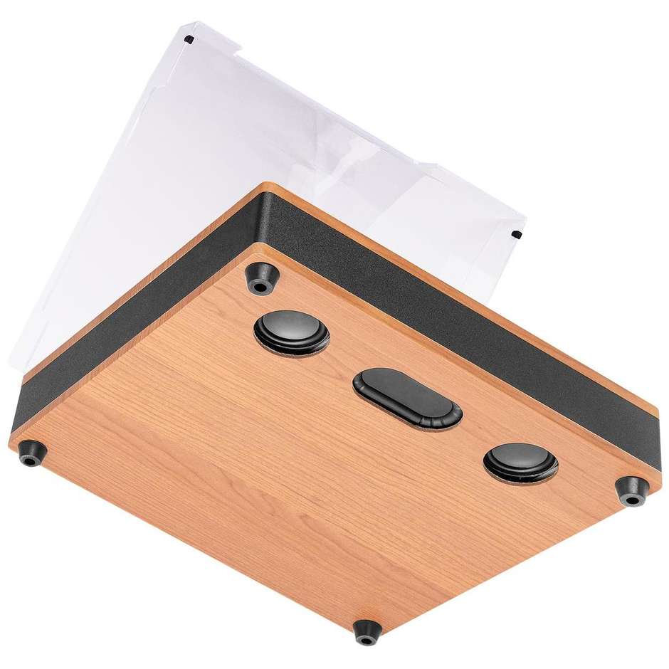 Trevi VT 1025 BT Piatto Audio Stereo 4W con Ingresso AUX e Controllo Tono, Legno/Nero