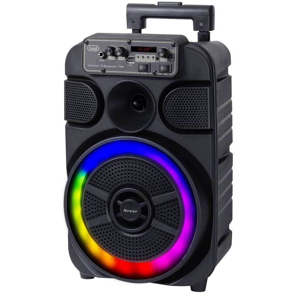 TREVI XF460 Party Speaker Trolley Portatile Amplificato con Ruote Potenza 40 Colore Nero