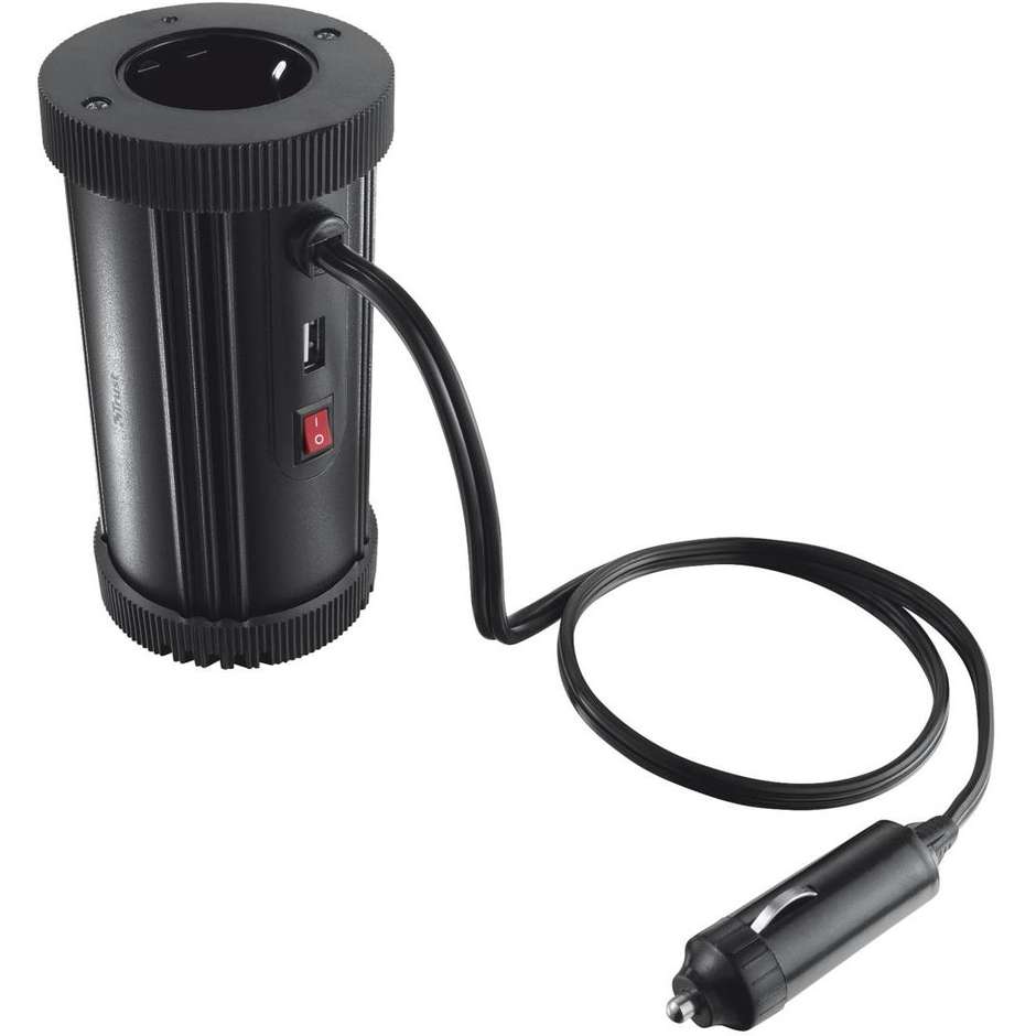 Trust 15834 Inverter di Alimentazione per Auto 200W da 12V DC a 230V AC con Porta USB Nero