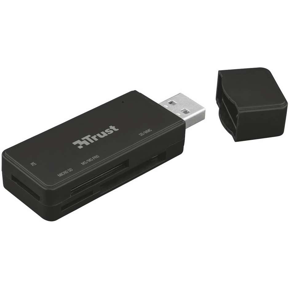 Trust 21935 Nanga Lettore di Schede di Memoria USB 3.1 Compatto Doppio Slot SD e MicroSD Nero
