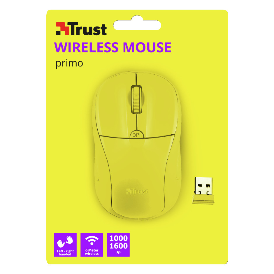 Trust 22742 PRIMO Wireless Mouse Neon Yellow