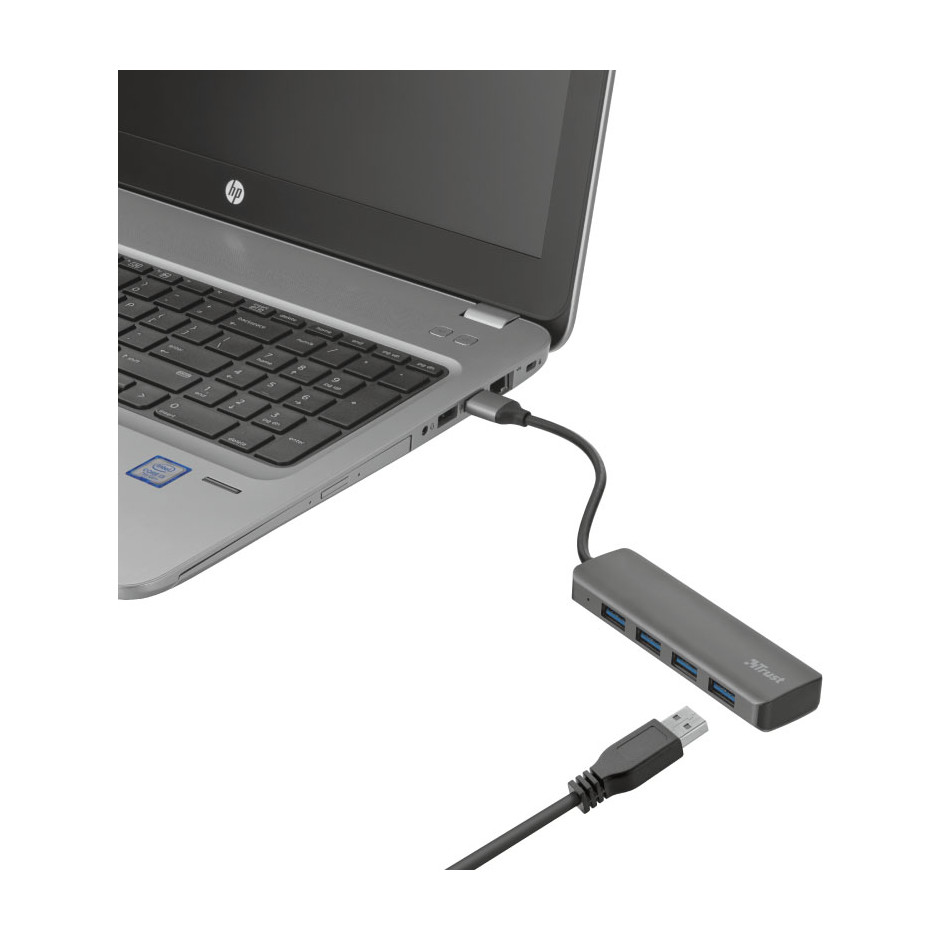 Trust 23327 Halyx Aluminium Hub USB 4 porte colore Grigio