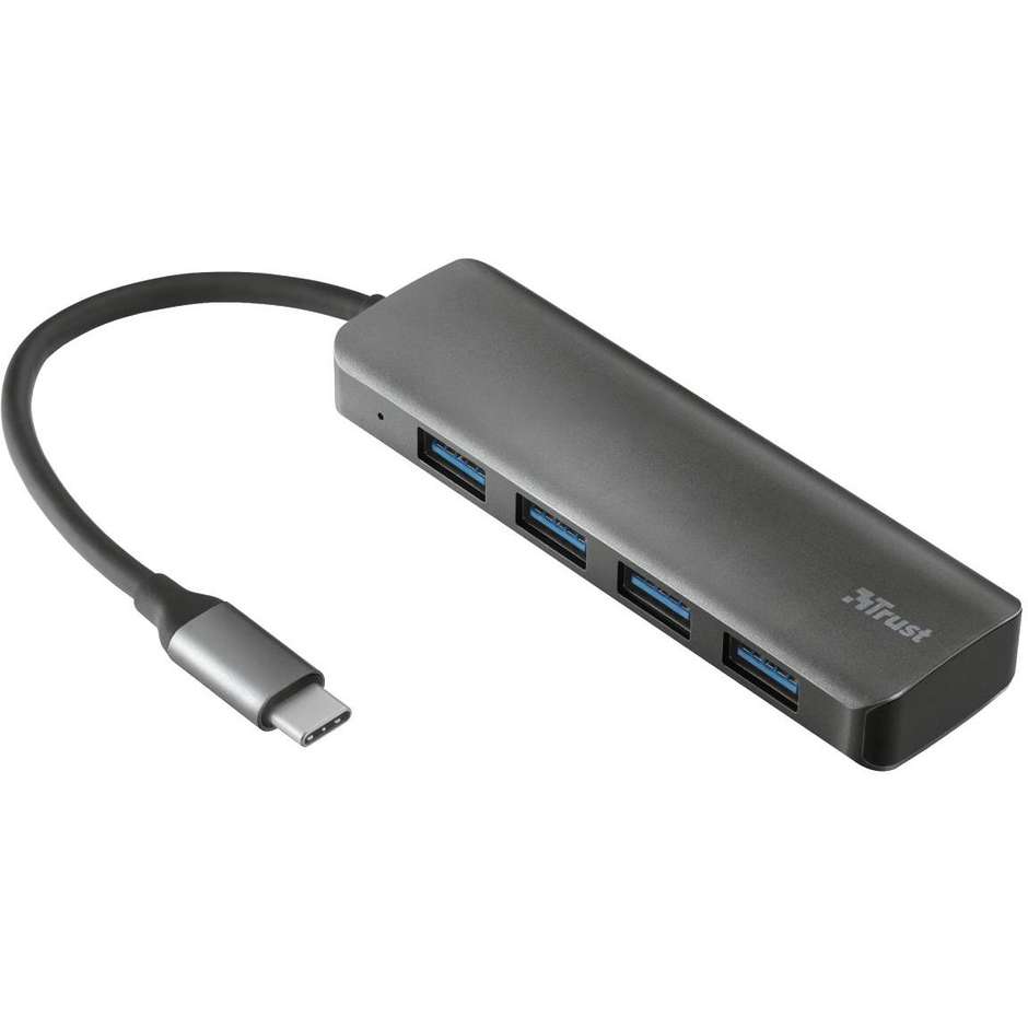Trust 23328 Hub USB 3.0 a 4 Porte Type-A SuperSpeed 5 Gbps Compatto Nero