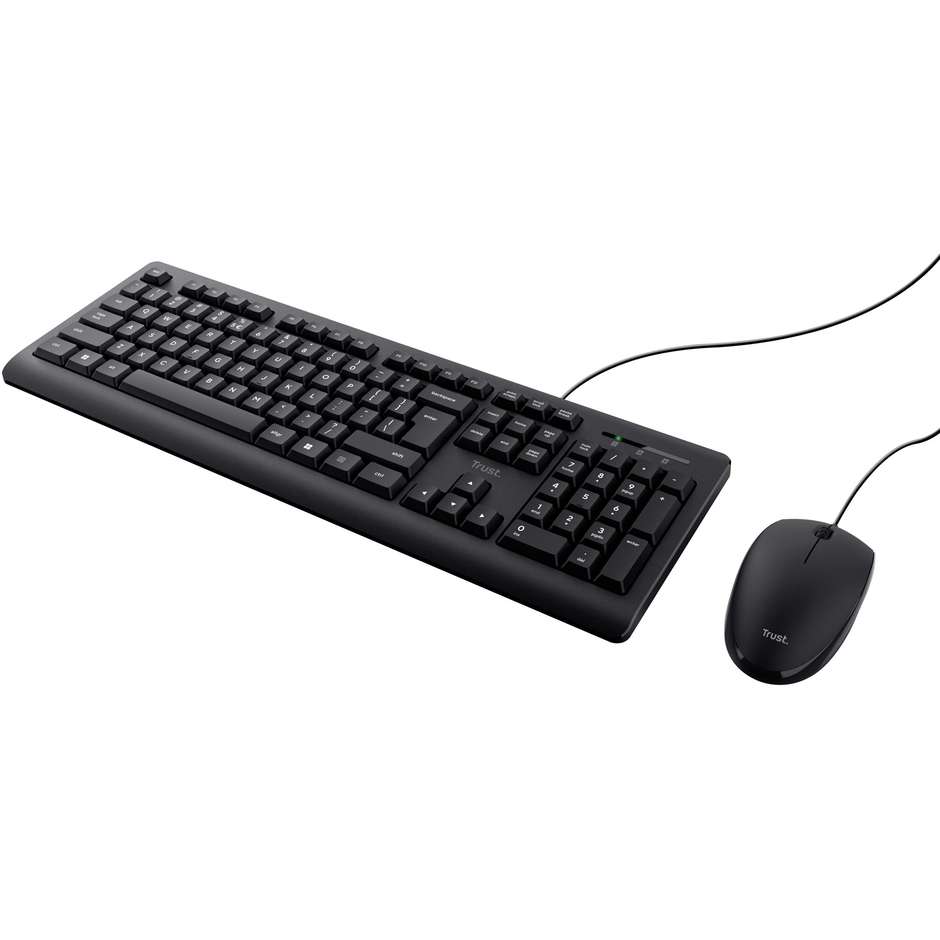 Trust 23971 Set Tastiera e Mouse Cablato USB per Ufficio QWERTY Italiano Nero