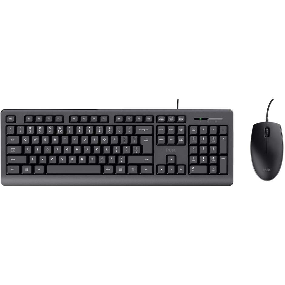 Trust 23971 Set Tastiera e Mouse Cablato USB per Ufficio QWERTY Italiano Nero