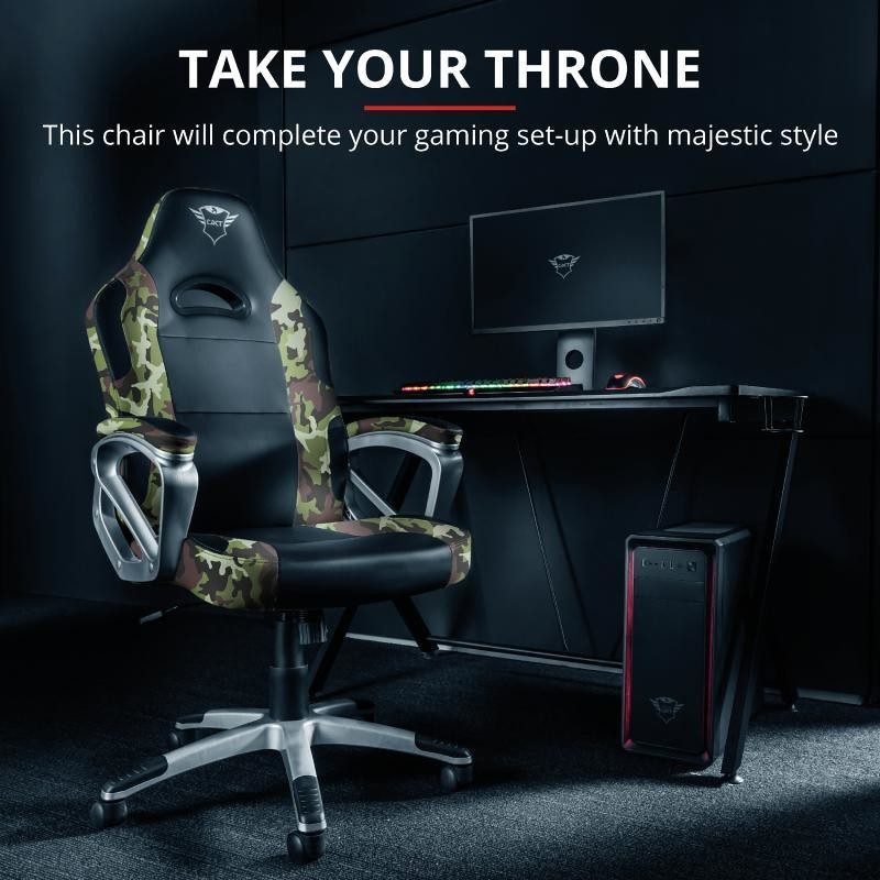 Trust 24003 GXT705R Sedia da Gaming ergonomica girevole 360° colore nero  con fantasia ermetica - Videogiochi Sedie Gaming - ClickForShop