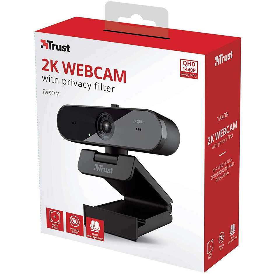 Trust 24228 Taxon QHD Webcam 2560 x 1440 Pixel USB 2.0 colore Nero
