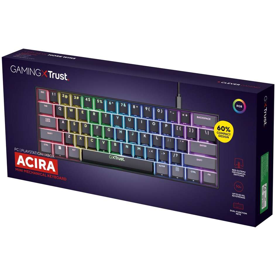 TRUST 24884 Tastiera USB Layout Italiano QWERTY Colore Black