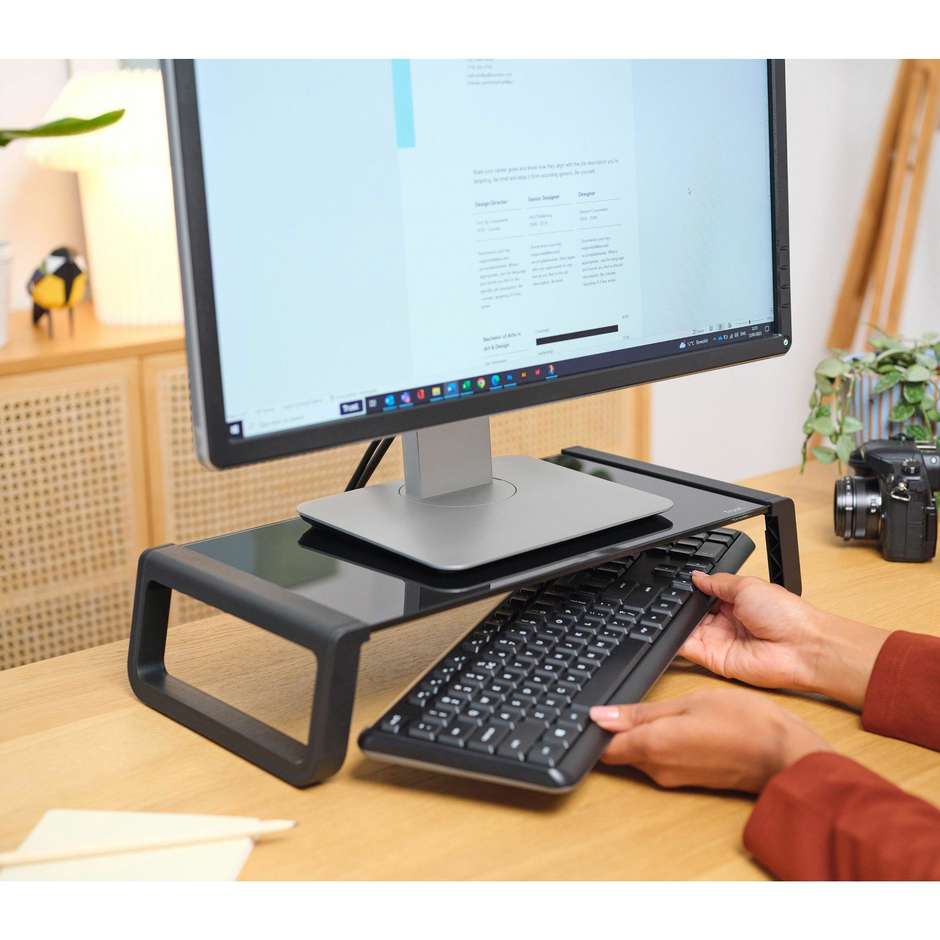 Trust 25271 Supporto Rialzo per Monitor da Scrivania in Vetro Temperato Portata 10 kg Nero