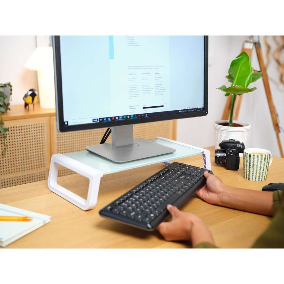 Trust 25351 Supporto Rialzo per Monitor da Scrivania in Acciaio e Legno Portata 10 kg Bianco