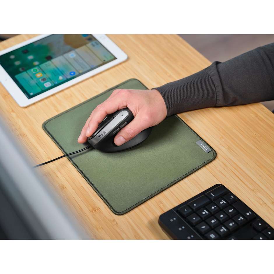 Trust Bayo II Mouse Ergonomico Verticale Cablato USB 2400 DPI Silenzioso Nero