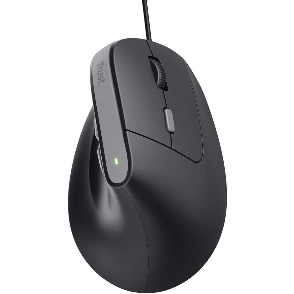 Trust Bayo II Mouse Ergonomico Verticale Cablato USB ad Angolazione Naturale a 57 Gradi Sensore fino a 2400 DPI - Nero (25144)