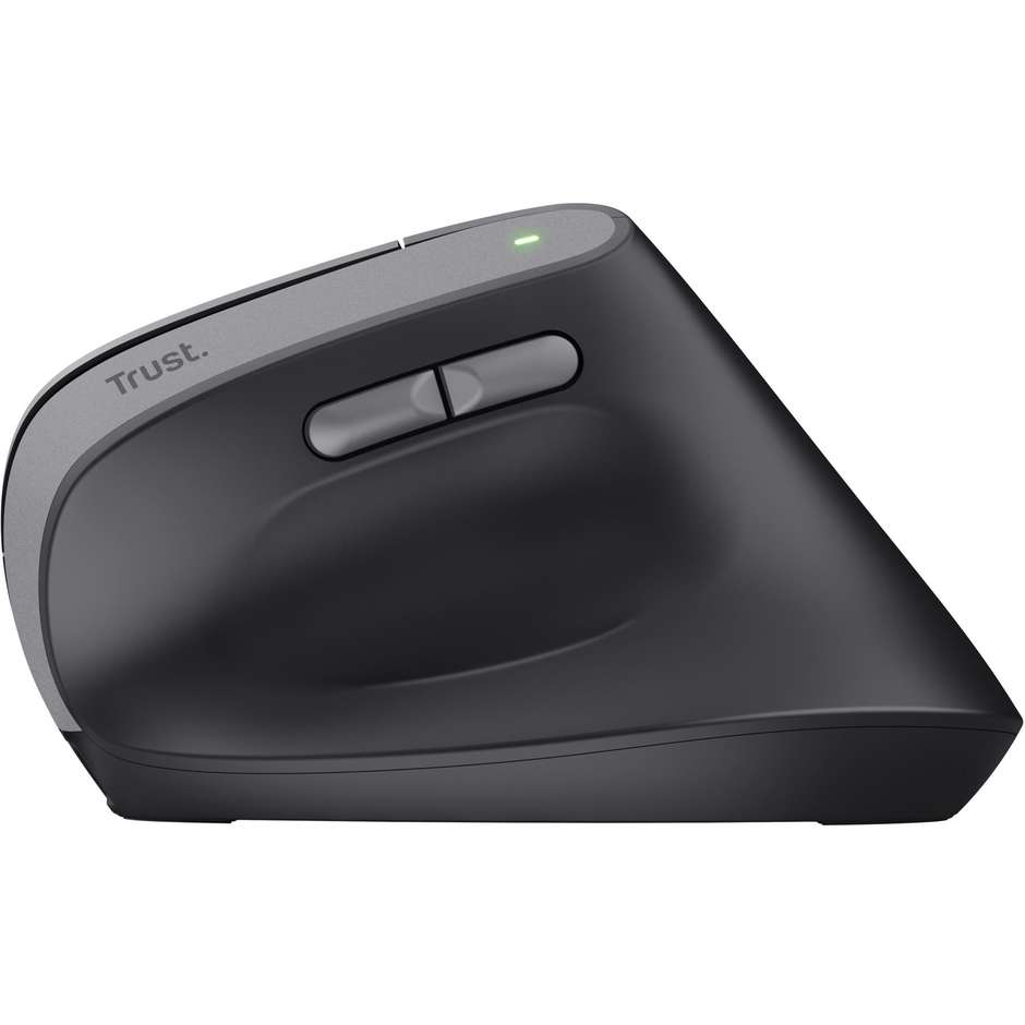 Trust Bayo II Mouse Ergonomico Verticale Wireless a 57 Gradi Sensore Ottico Regolabile fino a 2400 DPI con Plastica Riciclata - Nero (25145)