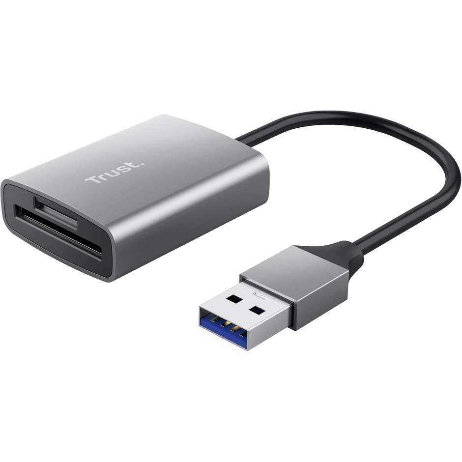 Trust Dalyx (24135) Lettore di Schede USB-C 3.2 Gen 1 per SD e MicroSD in Alluminio Argento