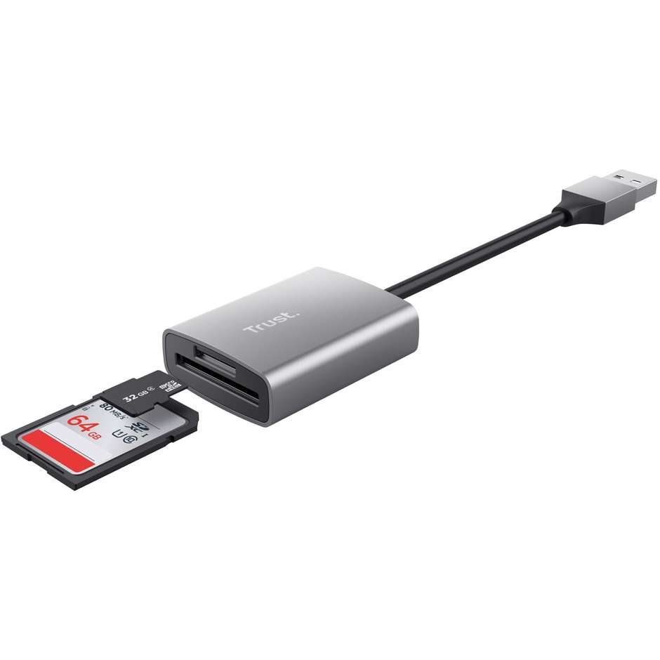 Trust Dalyx (24135) Lettore di Schede USB-C 3.2 Gen 1 per SD e MicroSD in Alluminio Argento