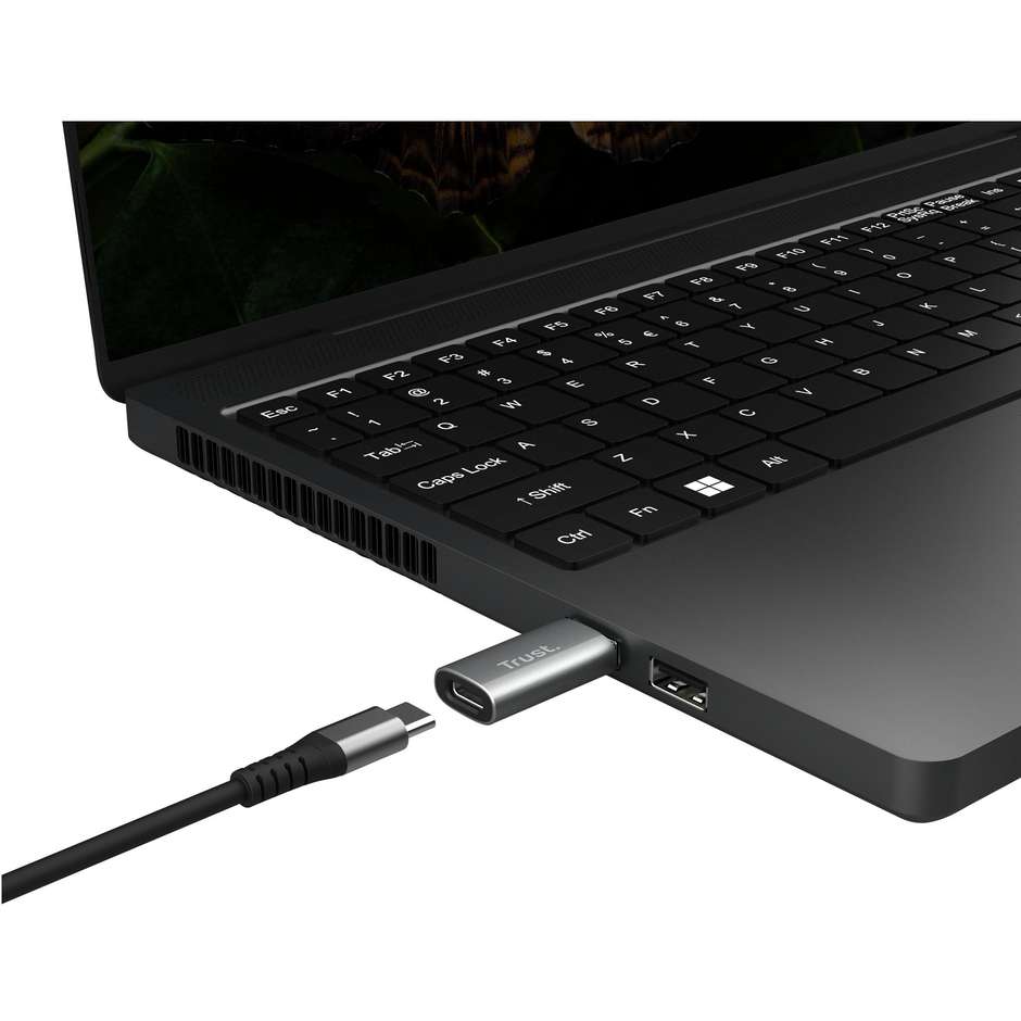 Trust Dalyx 25573 Adattatore USB-C Maschio a USB-A 3.2 Gen 1 Femmina in Alluminio 5Gbps - Grigio