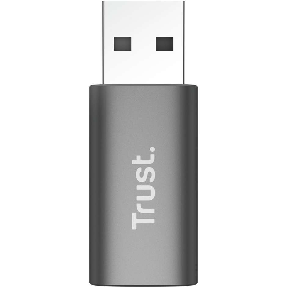 Trust Dalyx 25573 Adattatore USB-C Maschio a USB-A 3.2 Gen 1 Femmina in Alluminio 5Gbps - Grigio