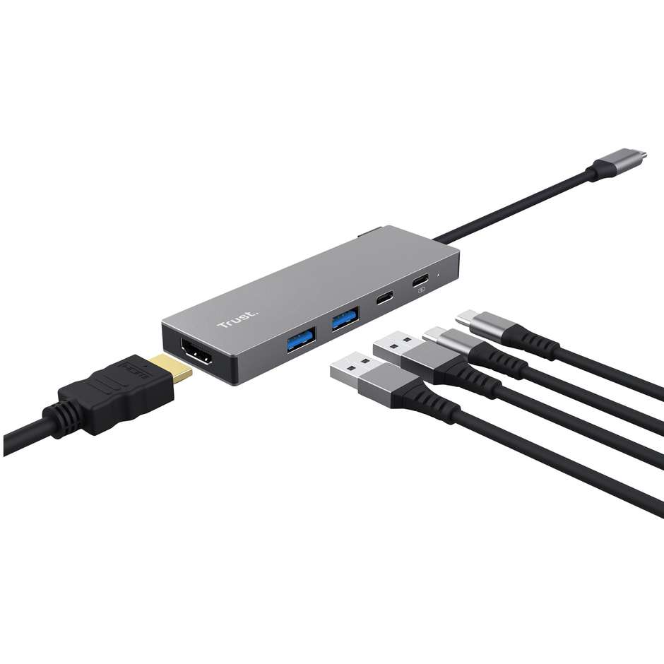 Trust Dalyx 26062 Hub USB-C 5 Porte con HDMI e USB 3.2 Grigio