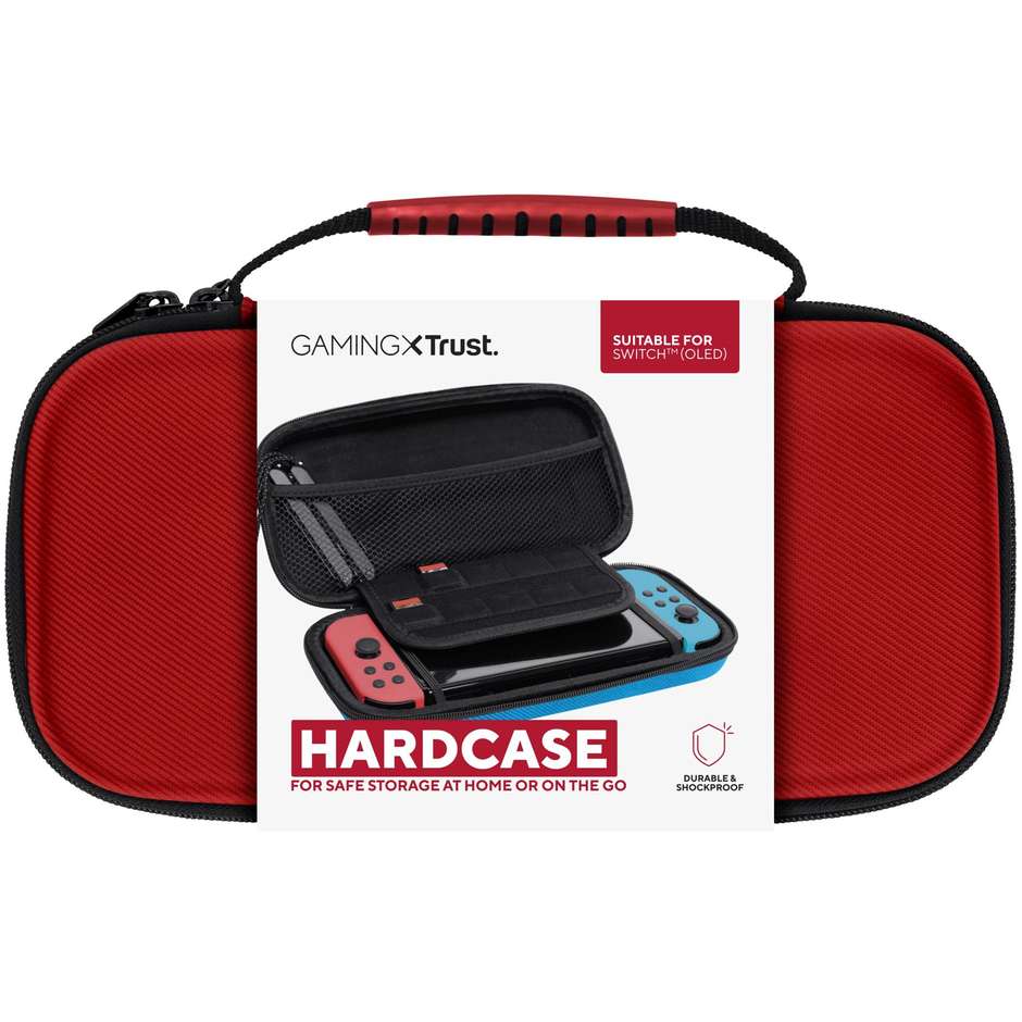 Trust Gaming GXT 1248S (25418) Custodia Rigida Protettiva Antiurto Edizione Speciale per Nintendo Switch, Switch Lite e Switch OLED Nero con Dettagli Blu e Rosso