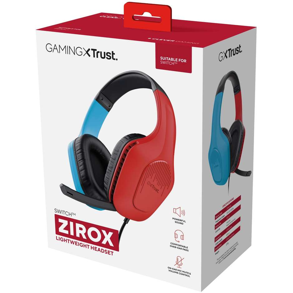 Trust Gaming GXT 416S Zirox (25423) Cuffie Gaming Over-Ear con Microfono Ripiegabile Driver 50mm e Cavo Jack 3.5mm per PS5, PS4, PC, Switch e Xbox Bianco e Nero