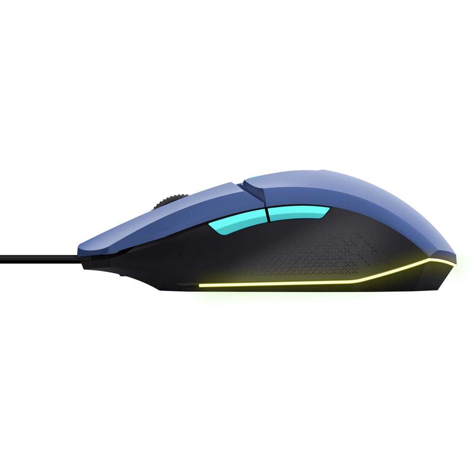 Trust GXT 109B Felox Mouse Gaming Cablato USB con Illuminazione a LED Multicolore Sensore Regolabile fino a 6400 DPI - Blu (25067)