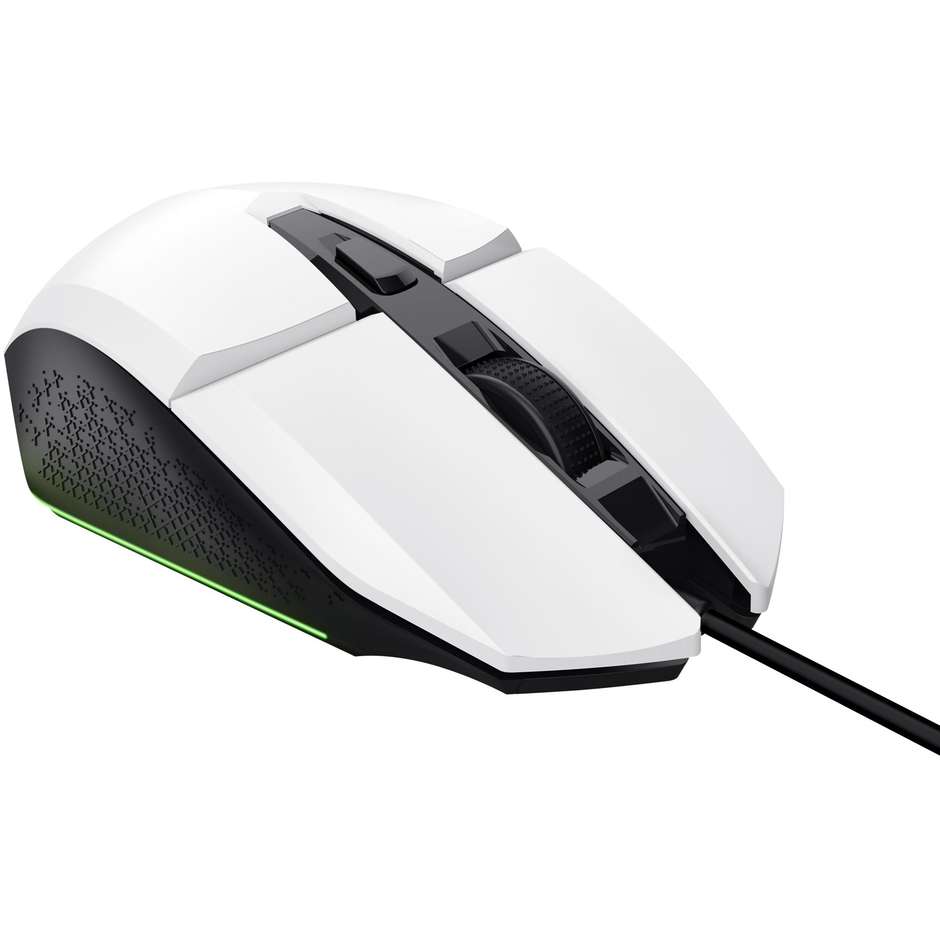 Trust GXT 109W Felox Mouse Gaming Cablato USB con Illuminazione a LED Multicolore Sensore Regolabile fino a 6400 DPI - Bianco (25066)