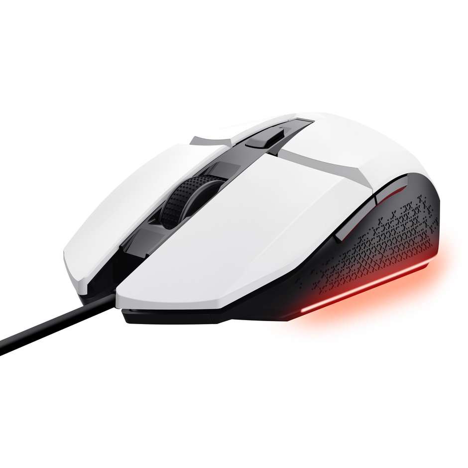 Trust GXT 109W Felox mouse Gaming Mano destra USB tipo A Colore Nero, Bianco