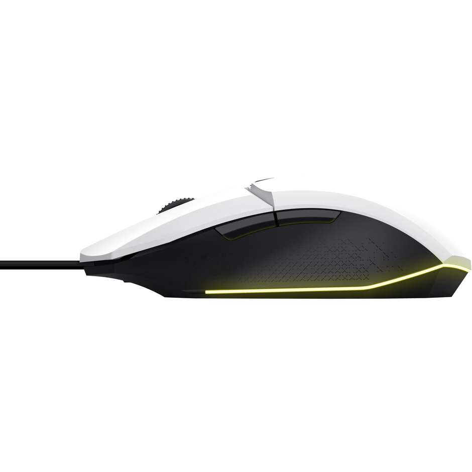 Trust GXT 109W Felox mouse Gaming Mano destra USB tipo A Colore Nero, Bianco