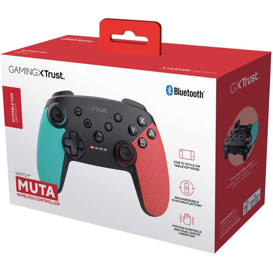 Trust GXT 1246B Gamepad Nintendo Switch Lite Bluetooth Colore Nero, Blu, Rosso