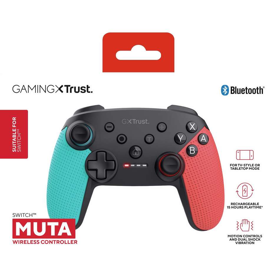 Trust GXT 1246B Gamepad Nintendo Switch Lite Bluetooth Colore Nero, Blu, Rosso