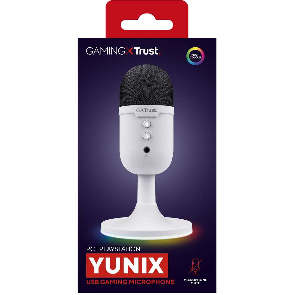 Trust GXT 234P Yunix microfono USB a condensatore bianco, 48 kHz/16 bit