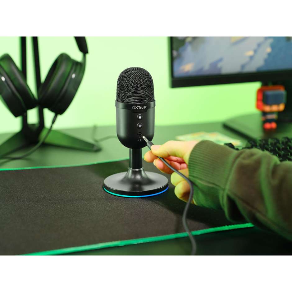 Trust GXT 234P Yunix Microfono USB da Tavolo Compatto per Gaming e Podcasting con Filtro Antipop Nero (25372)