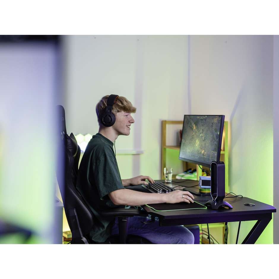 Trust GXT 265 Cintar Supporto Porta Cuffie Gaming con Illuminazione RGB e Hub 2 Porte USB Nero