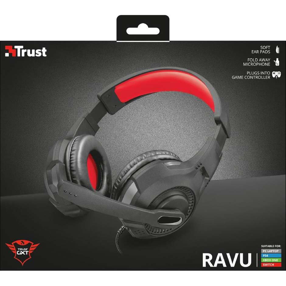 Trust GXT 307 Ravu Gaming Cuffie da gioco ver-ear ripiegabile ad archetto con filo colore Nero