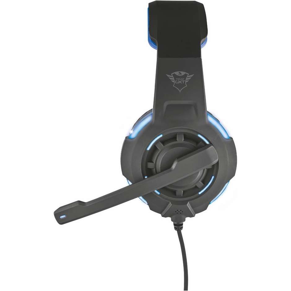 Trust GXT 350 Radius Cuffie Gaming Cablate Surround 7.1 con Driver 40mm Microfono e Illuminazione LED USB - Nero/Blu